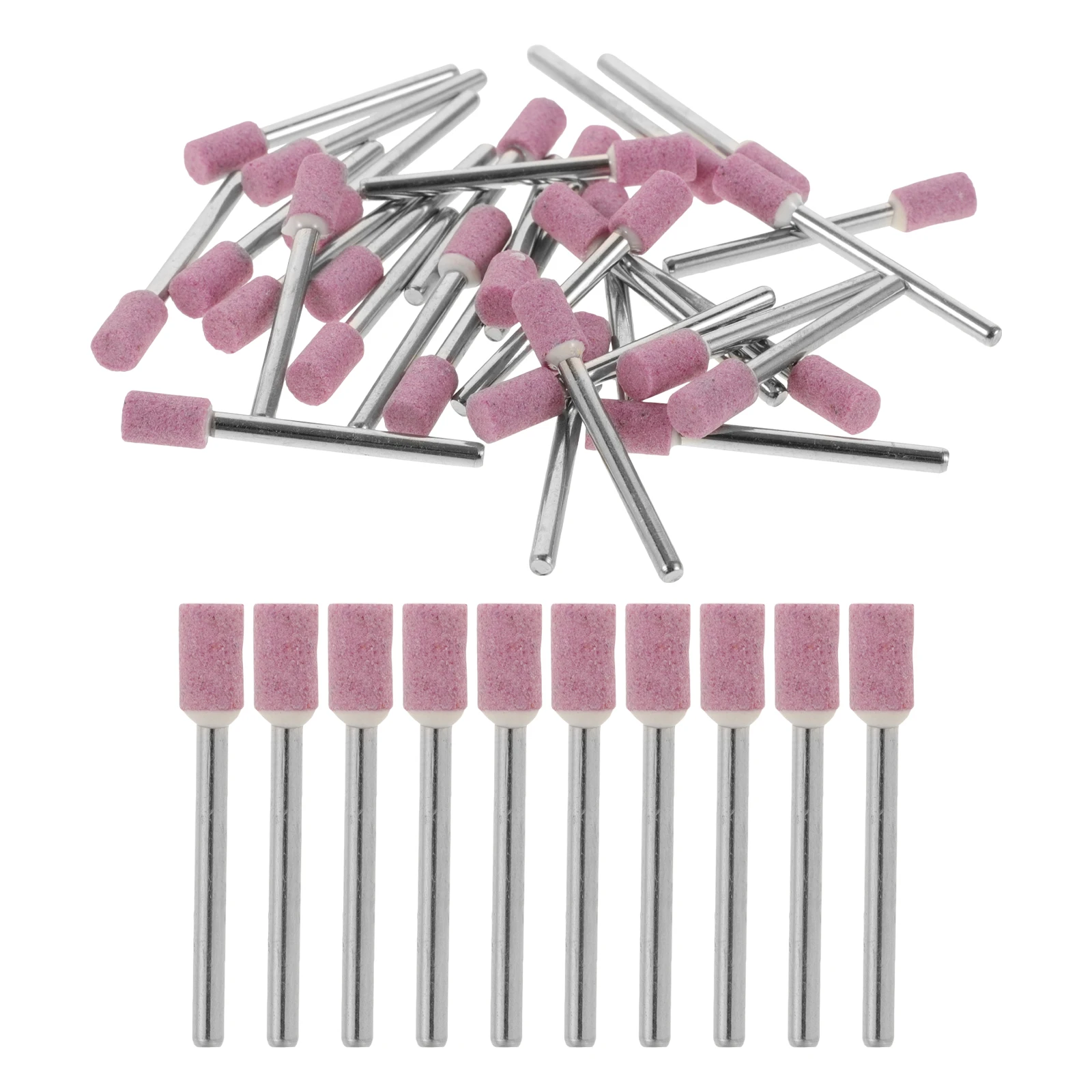

50pcs Sanding Grinding Stone for Rotary Tools Sanding Drill Bit Pink Quartz Carving Abrasive Mounted Stone Grinding Wheel Metal