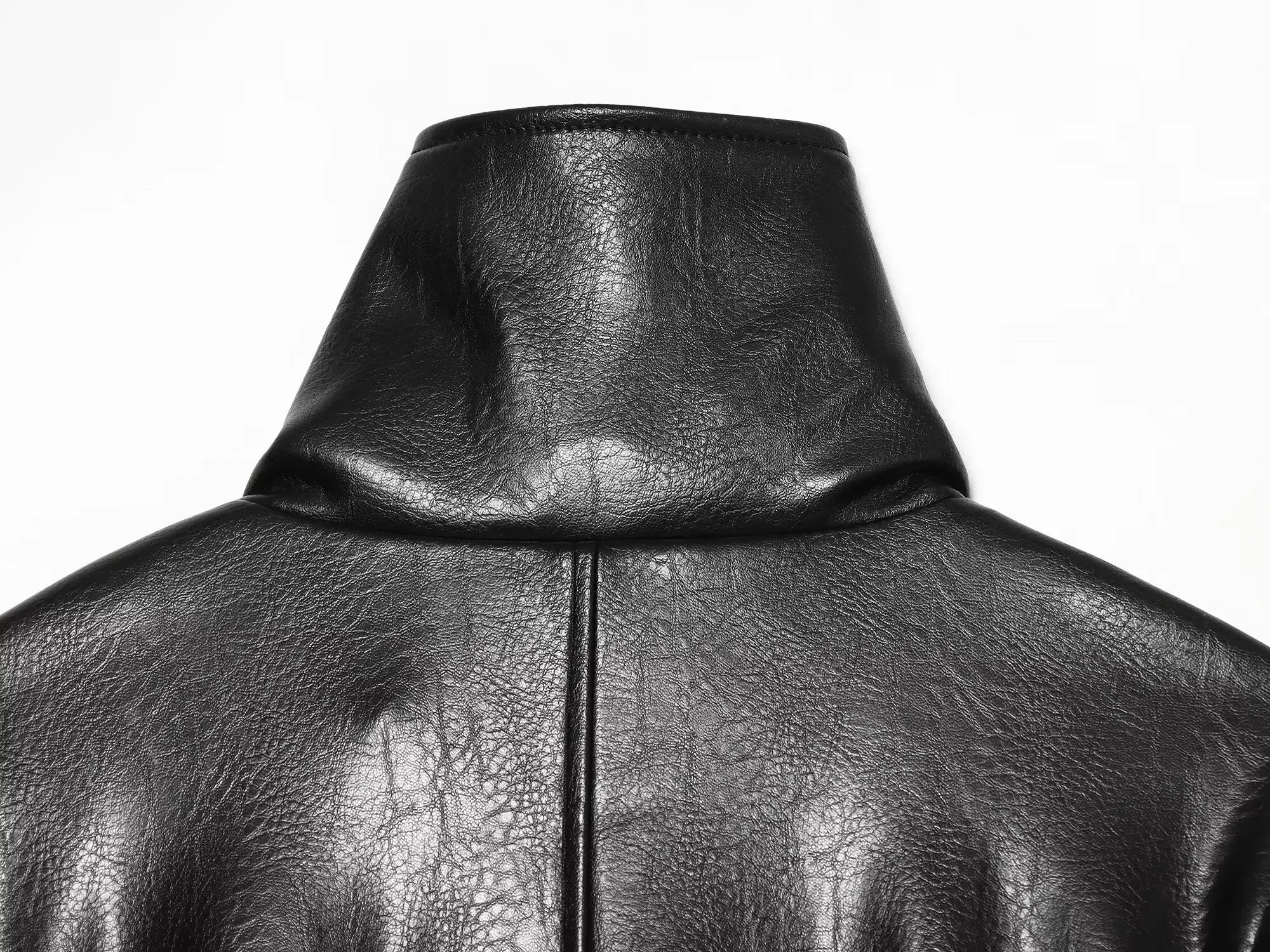 BSAY Damen Neue Kunstleder-Bomberjacke mit Stehkragen, Lose Geschnittene Oberbekleidung, Outdoor-Pendlerstil, Herbst-Winter-Freizeitjacke – Detail 4