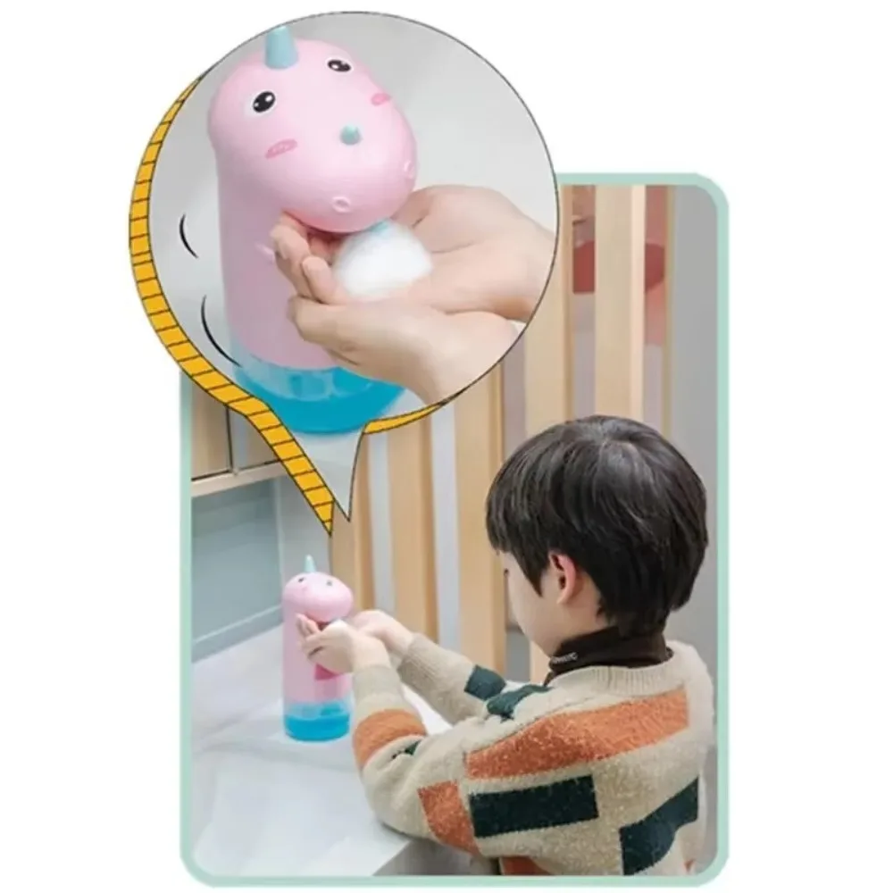 

High Quality 250ml Soap Dispenser Cute Unicorn Touchless Foam Container Automatic Battery Hand Sanitizer Bottle Kid Bathroom