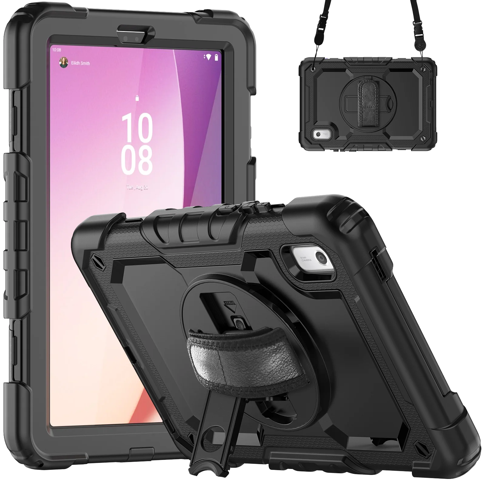 

With Screen Protector Hybrid Case For Lenovo M9 2023 9.0 inch TB-310FU TB-310XU 360 Rotatable Stand Heavy Duty Cover Shockproof
