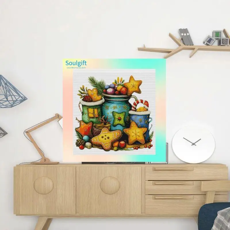 

Рождественское печенье, 2 штампованных набора для вышивки крестом Southgift, ткань 9CT/11CT/14CT/16CT с нитками DMC, легко следовать