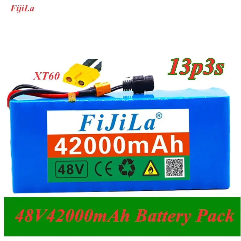 

48V Battery 13s3p 42Ah Battery Pack 1000W High Power Battery Ebike Electric Bicycle BMS with XT60 Plug