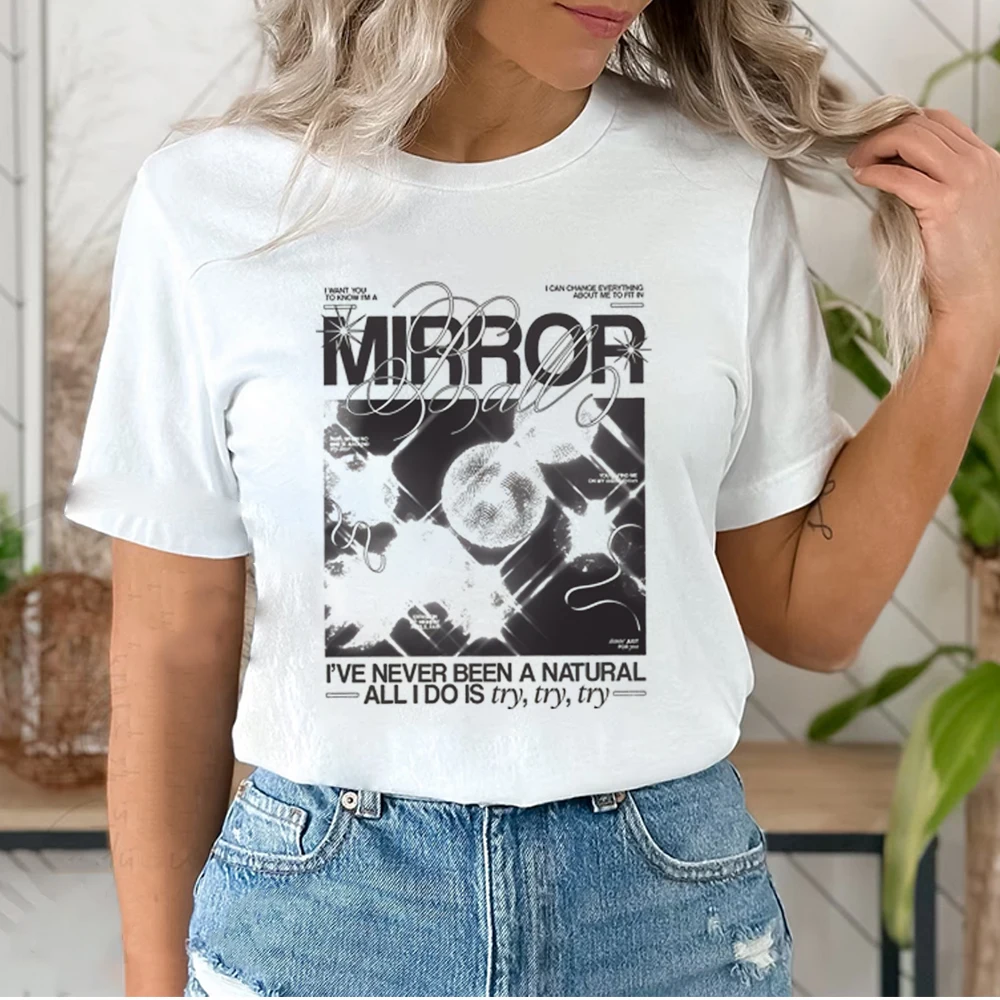 

Trending Retro T-shirt Harajuku Mirrorball Shirts Music Album Shirts Y2k Graphic Vintage Inspired Top Unisex Short Sleeves Tops