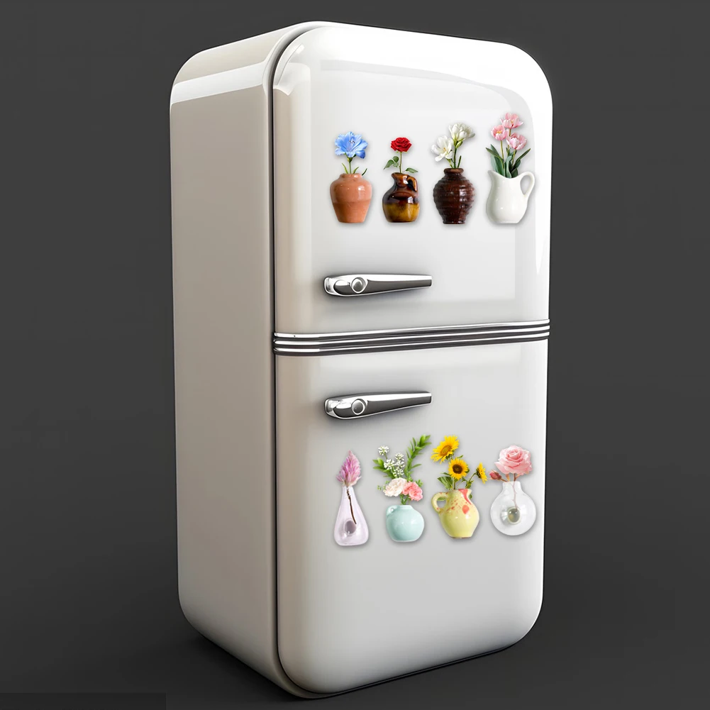 

Ceramics Vase Fridge Magnet DIY Creative Message Sticker Waterproof 3D Vase Decoration Magnet for Air Conditioners Fridge House