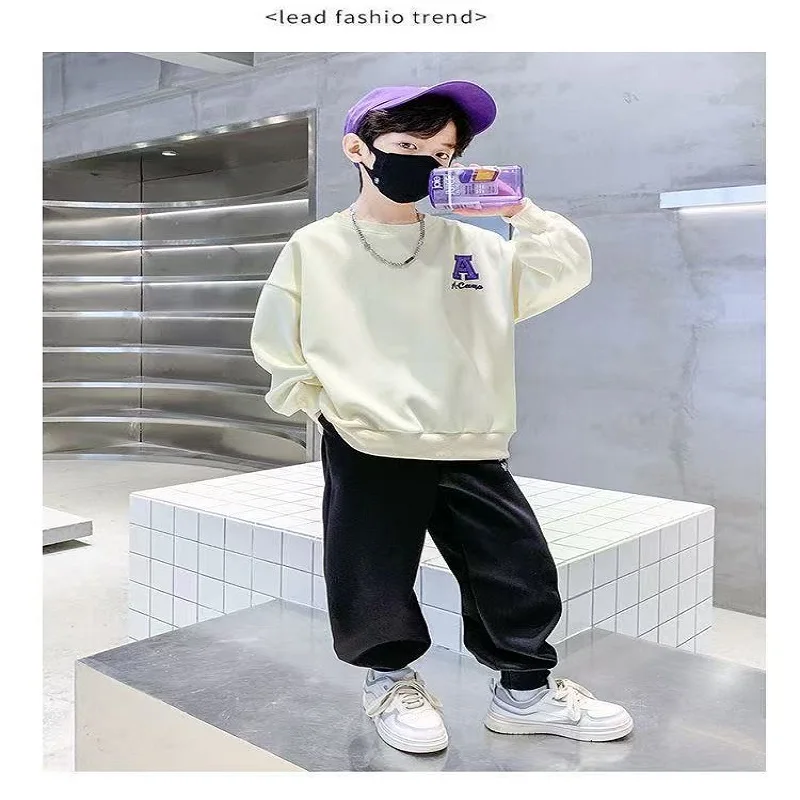 الربيع طفل الفتيان الملابس مجموعة الأطفال على الوجهين خطابات الطباعة البلوز أعلى وزرة أسفل قطعتين دعوى رياضية #5