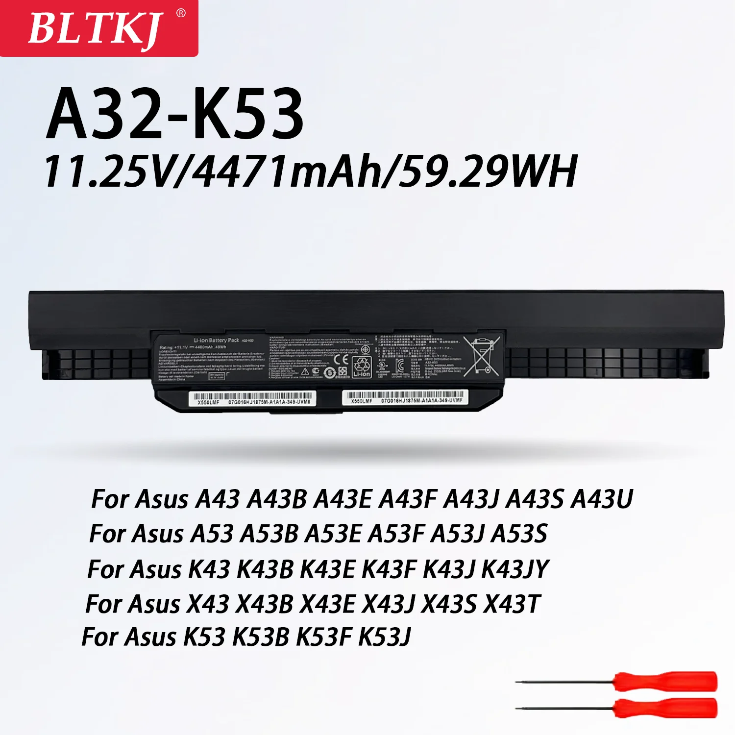 

A32-K53 Laptop Battery For ASUS A43 A53S A53SV A41-K53 K43 K43E K43J K43S K43SV K53 K53E K53F K53J K53S K53SV