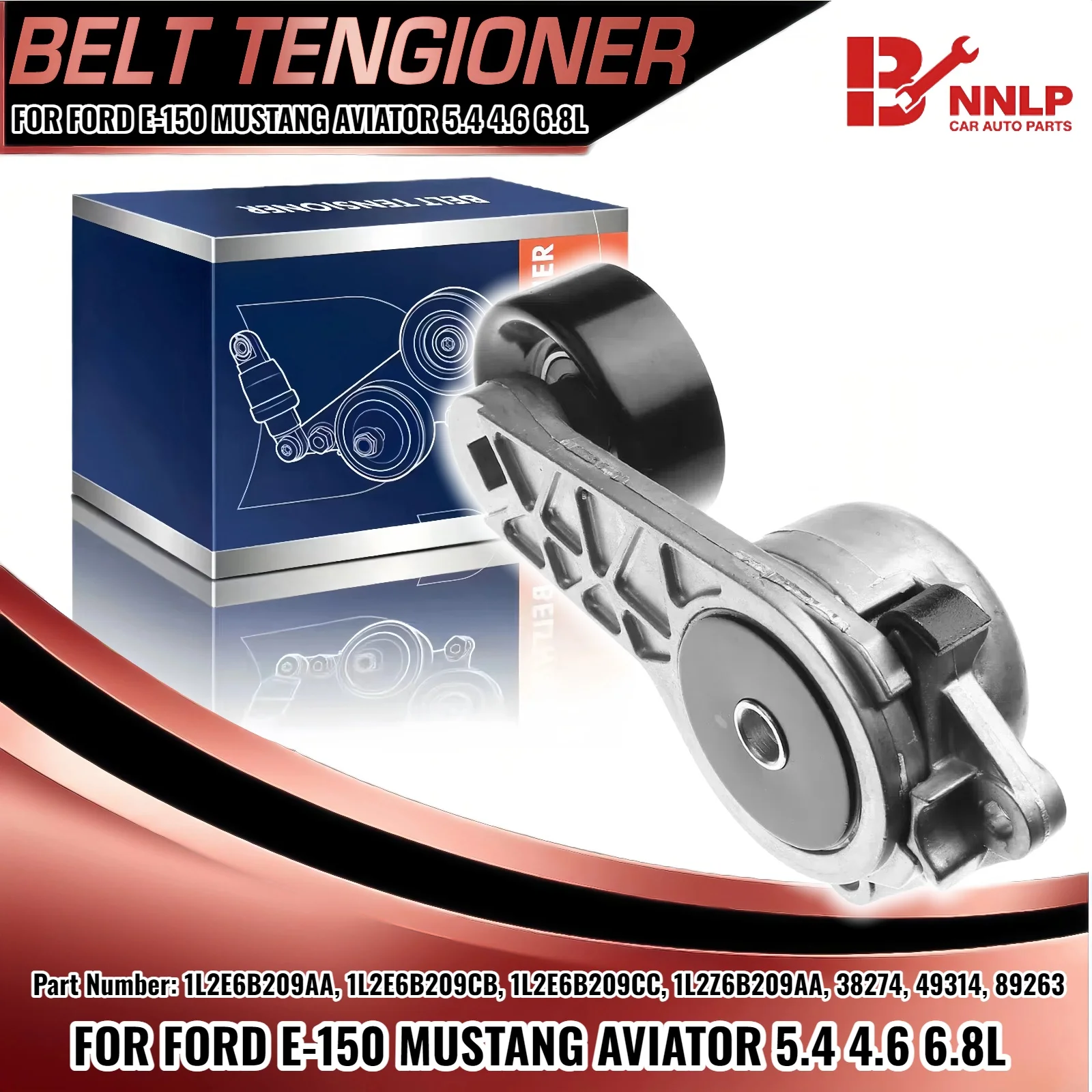 

Belt Tensioner Assembly w/ Pully for Ford F-150 250 350 Explorer Lincoln Mercury 1L2E6B209AA 1L2E6B209CB 1L2E6B209CC 1L2Z6B209AA