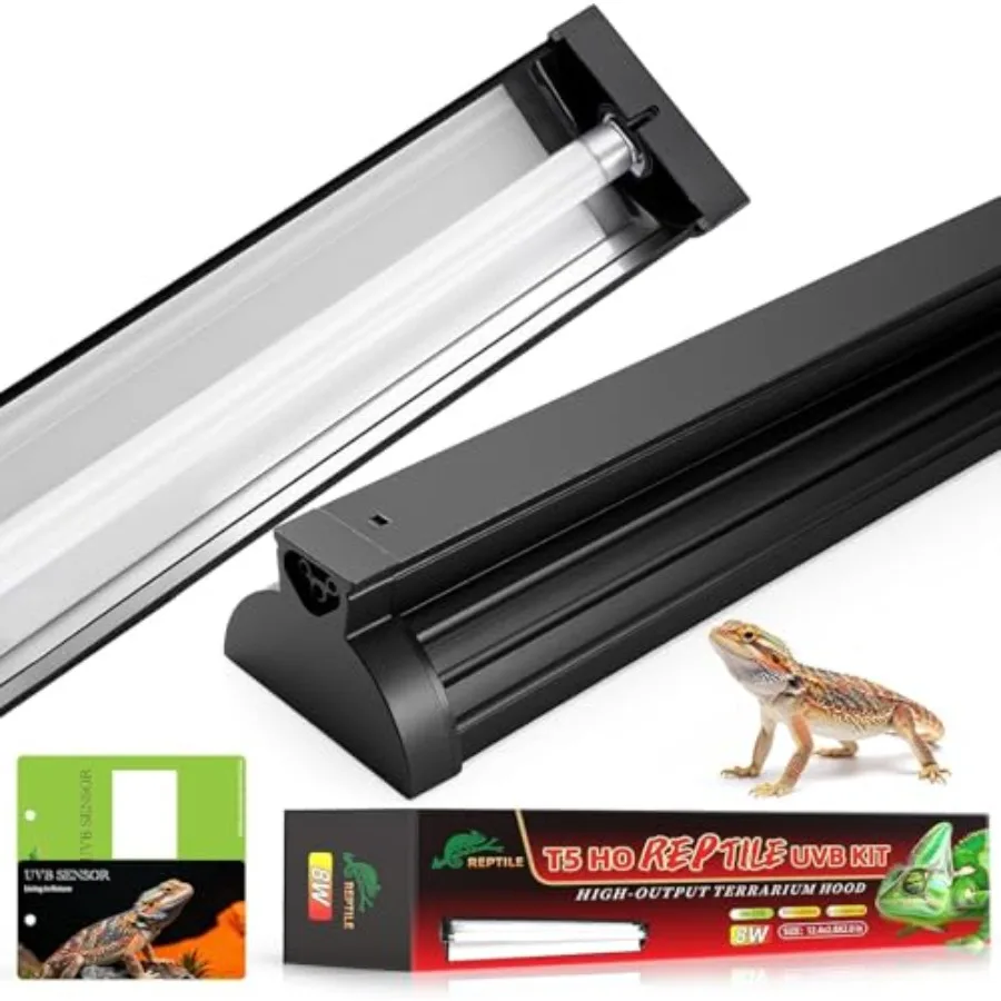 

【Spot goods】UVB Light for Reptile 8W T5 UVB Reptile Light Fixture HO Combo Kit with Test Sensor Cards 12" High Output Reptiles