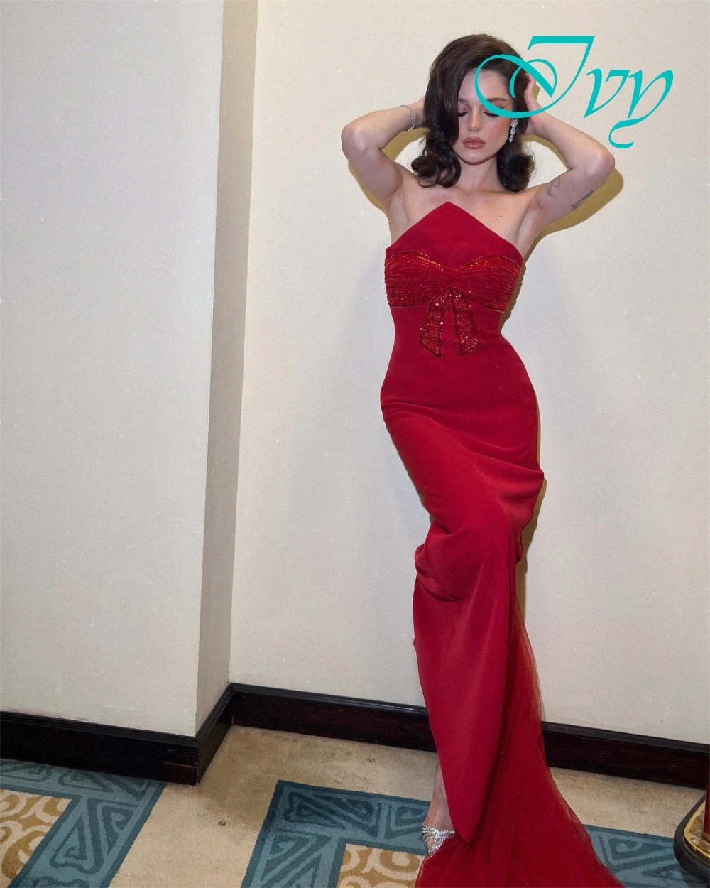فستان سهرة أنيق مخصص بدون حمالات بسيط حورية البحر جيرسي فساتين حفلة موسيقية فاخرة بدون أكمام فساتين المناسبات الخاصة