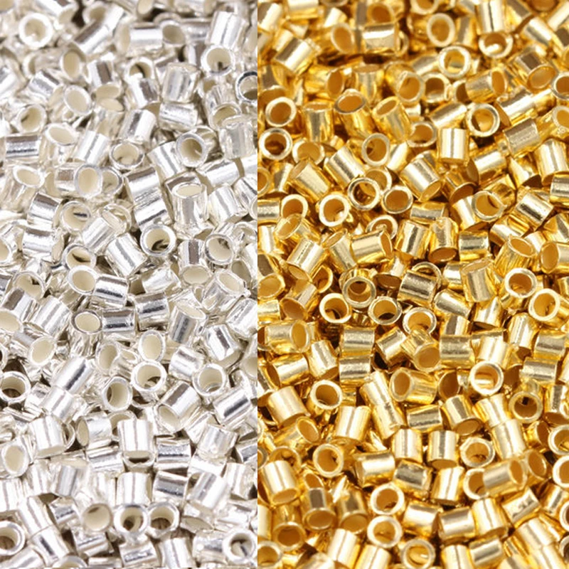 20pcs/lot 1.5mm 2mm 925 Sterling Silver Crimp Beads Tube Crimp End Beads Stopper Beads for DIY Jewelry Making Findings Supplies