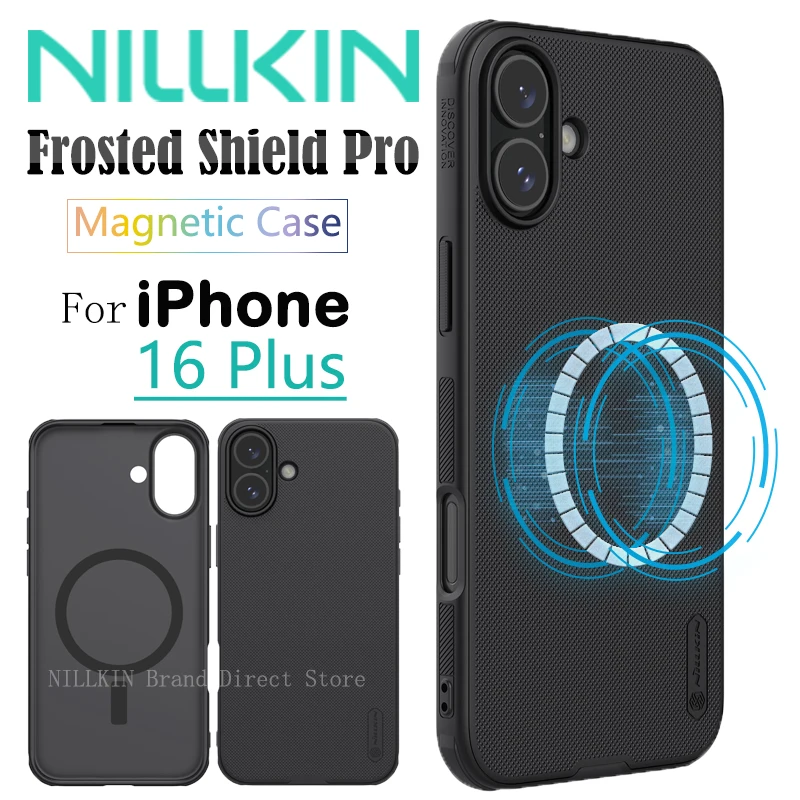 

Магнитный чехол Nillkin Super Frosted Shield Pro для iPhone 16 Plus, чехол MagSafe, противоударный, устойчивый к падениям, ТПУ + матовый чехол для ПК