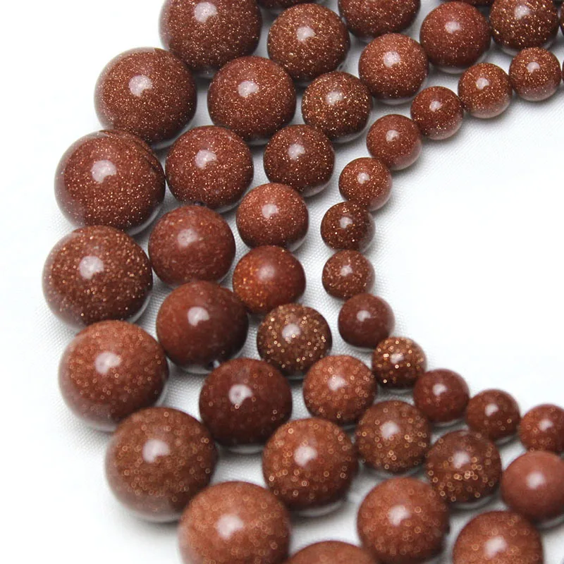 Natural Stone Gold Sand Stone Beads Round Loose Beads For Jewelry Making Diy Bracelet Charms 4 6 8 10 12mm Pick Size 15\