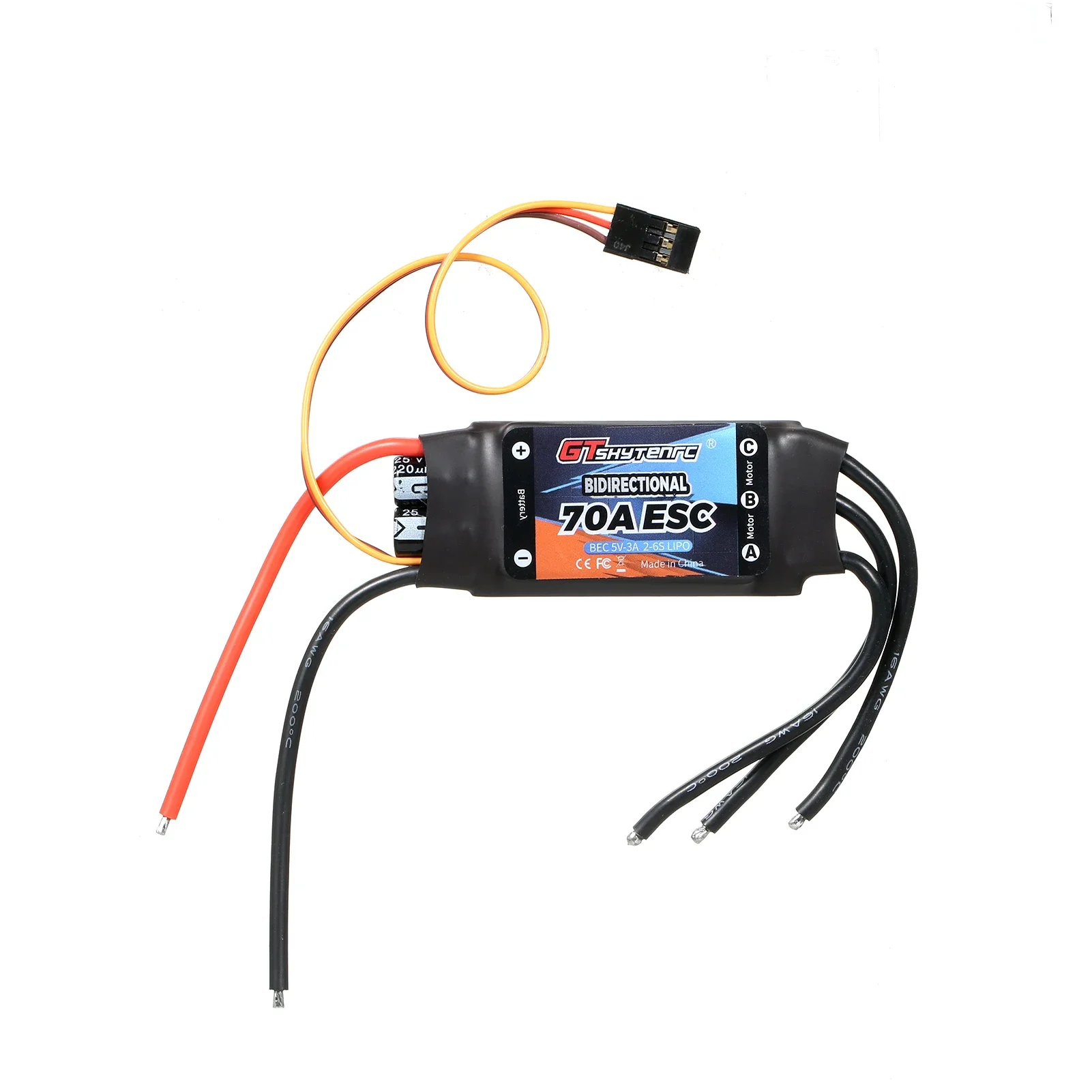 GTSKYTENRC Bidirectionele 20A-70A borstelloze ESC voor afstandsbediening Propeller Onderwater afstandsbediening Auto/Boot/Schip Pneumatische bediening