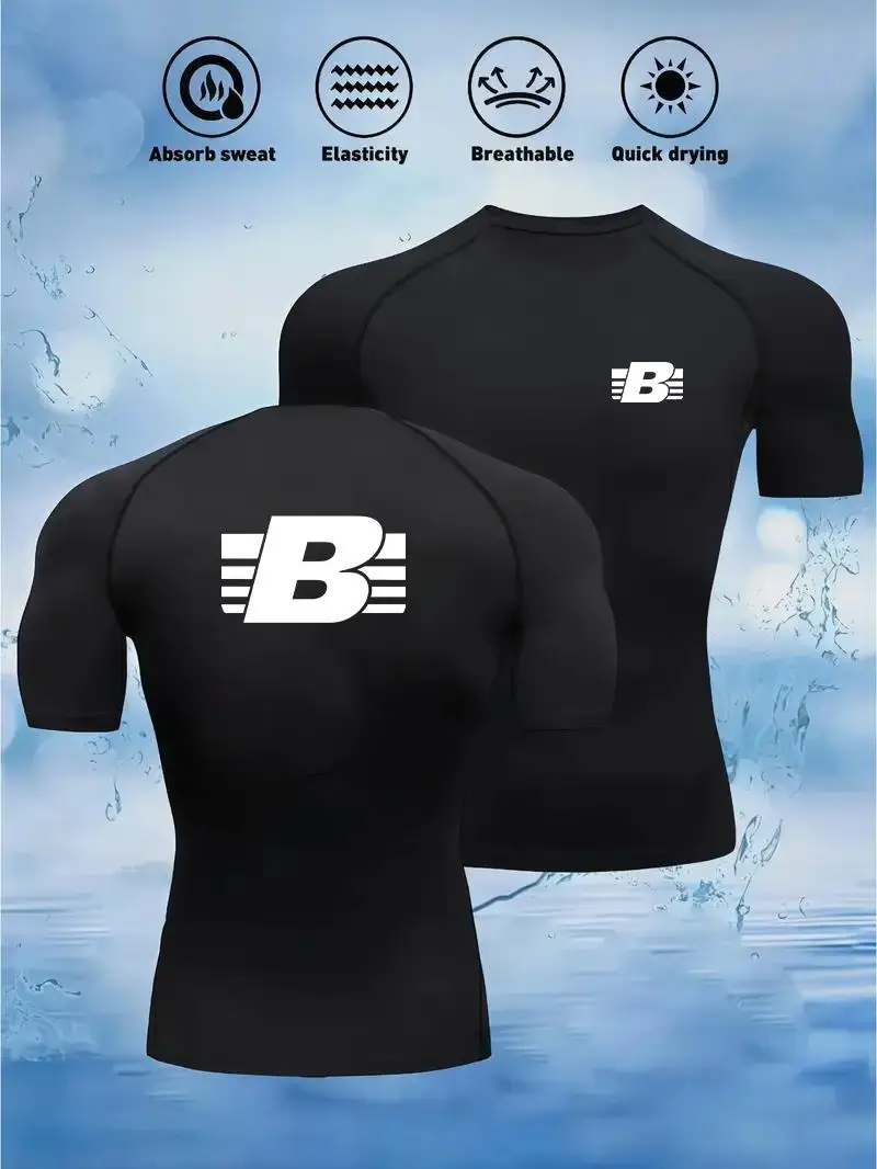 New 2026 American style fast drying compression sportswear, running T-shirt, elastic fast drying sports jacket, fitness sportswe