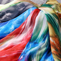 30D Chiffon Transparent Printed Fabric Ink Chinese Style Ancient Costume Hanfu Skirt Decoration by Meters