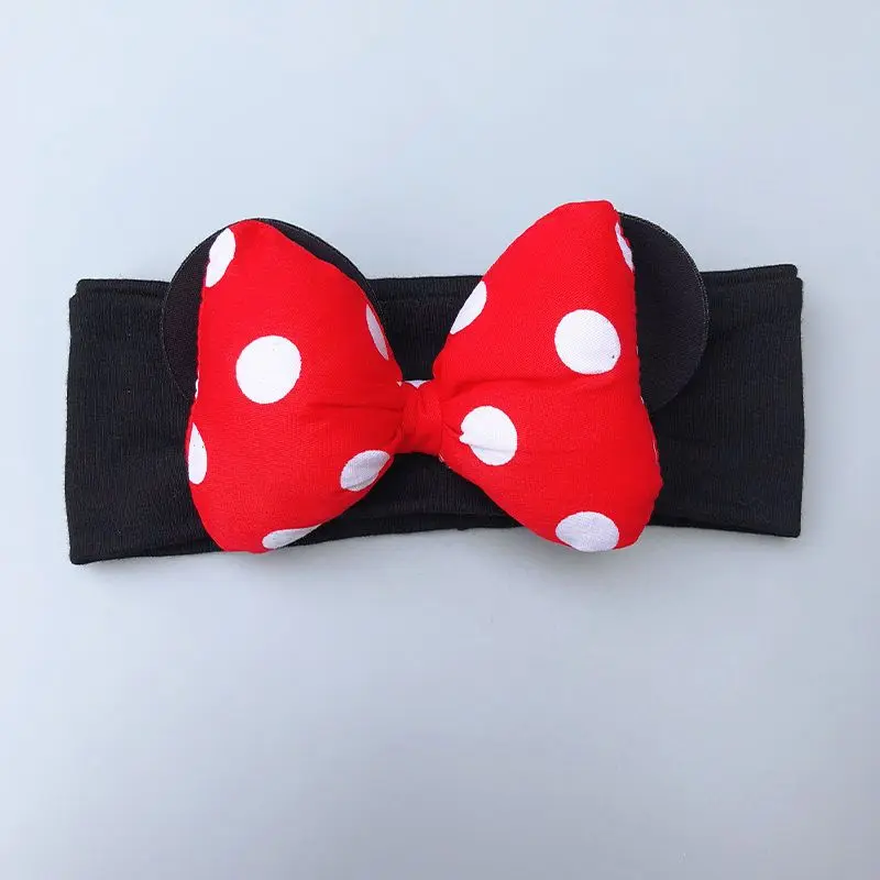 Disney Minnie Mouse Cartoon Creative Hair Accessories Baby Birthday Gift Bow Headband Full Moon Photo Props Headwear Gift Box