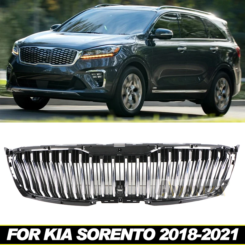 

Grille Modification chrome /black Front Racing Grill Fits For KIA SORENTO 2018-2021