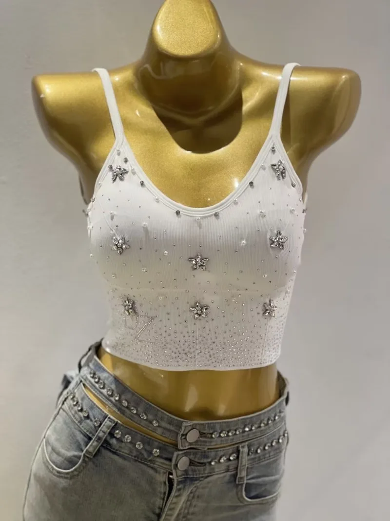 Vintage Fashion Y2K E-girl Print Green Print Crop Tops Sexy Tanks Backless Spaghetti Strap Camis Tops 90s Outfits Streetwear New