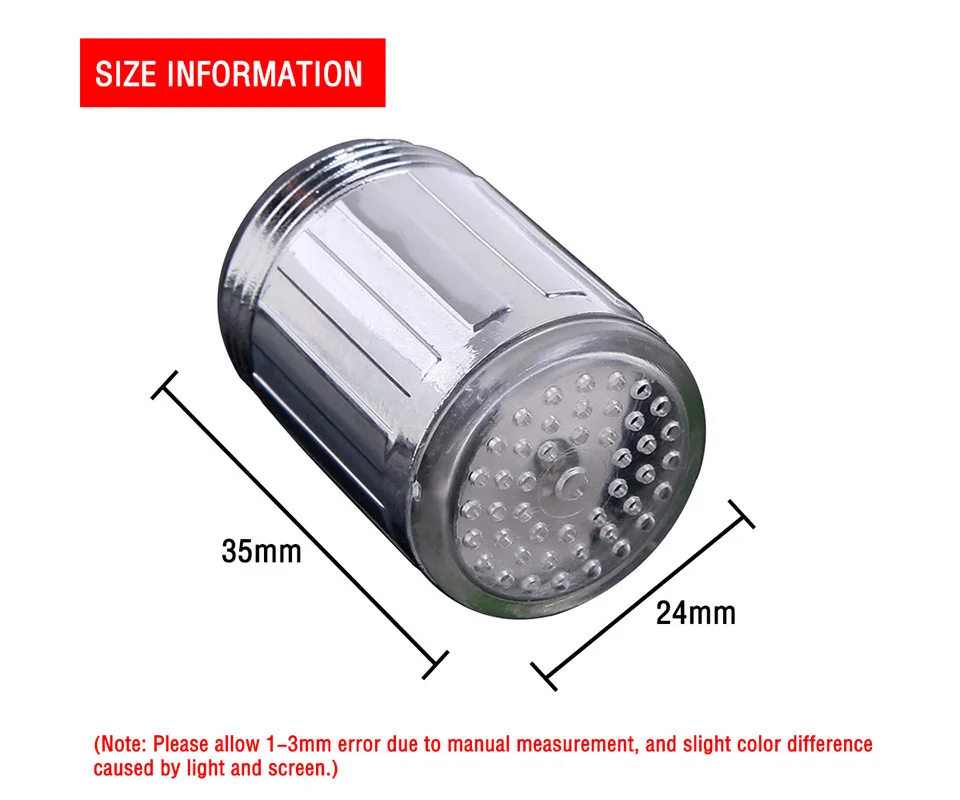 LED Temperature Sensitive Faucet Water Saving Kitchen Bathroom Sensor 7 Color Change Faucet Head Aerator Tap Nozzle Shower