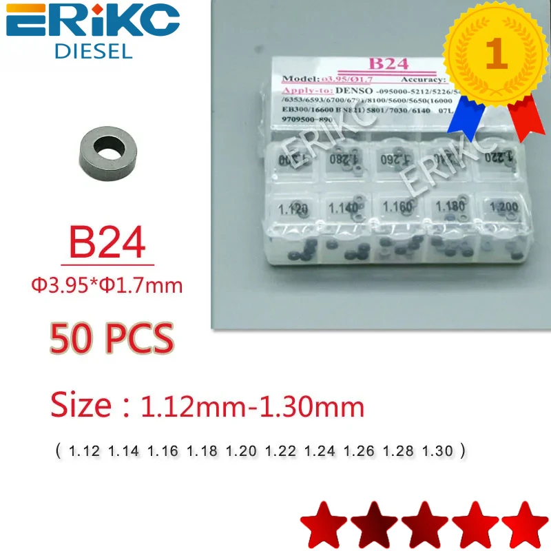 

100 PCS ERIKC B24 Gaskets 1.12-1.30mm Common Rail Brake Shims Auto Diesel Injector Repair Calibration Gasket Kit