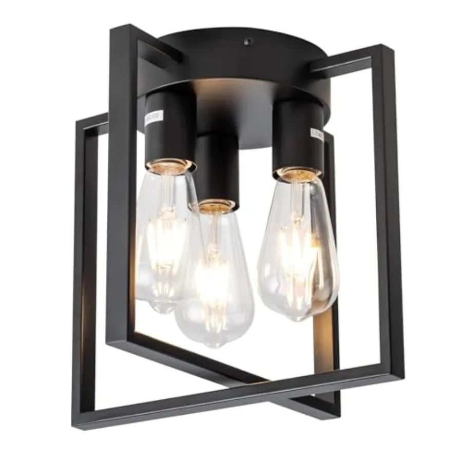 

3-Lights Black Ceiling Light, Farmhouse Industrial Matte Kitchen Lighting Fixtures Ceiling for Hallway, Bedroom, Bathroom, Entr