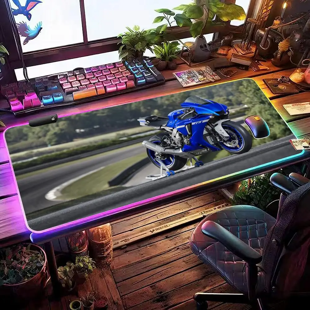 

Мотоциклетный Y-yahama крутой коврик для мыши RGB игровой коврик для мыши настольный коврик HD геймер большой светодиодный светильник XXL коврики для мыши