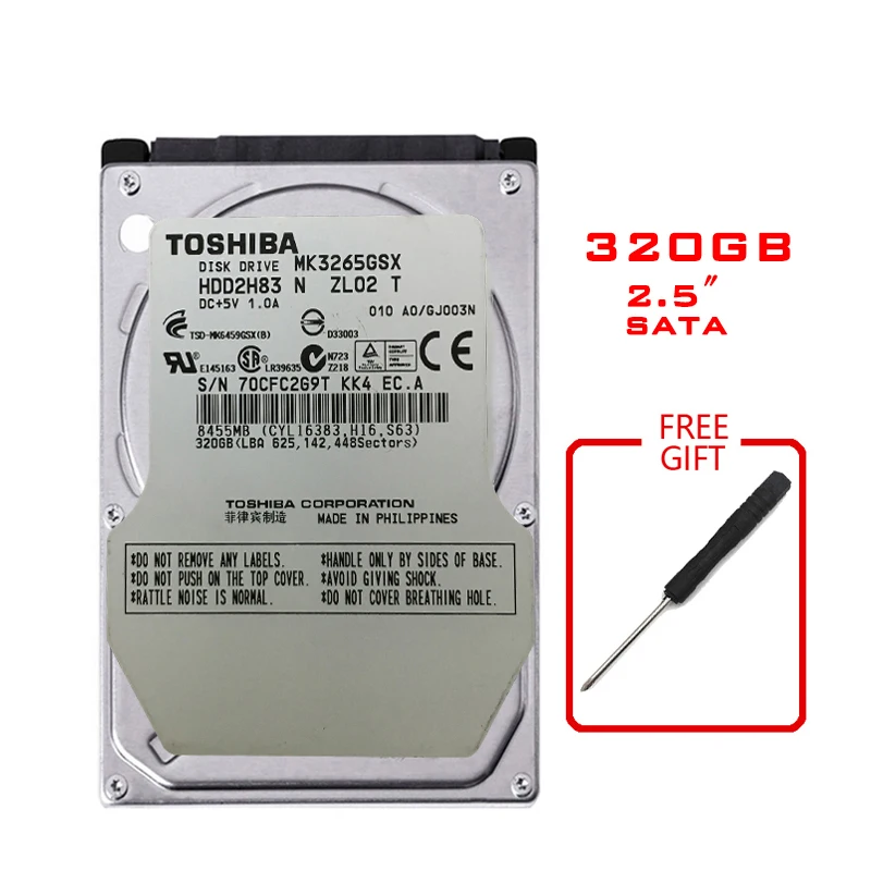 Внутренний жесткий диск LS Toshiba 2,5 дюйма SATA2, 120 ГБ, 160 Гб, 250 ГБ, 320 ГБ, 500 Гб, 1 ТБ, 2 ТБ, 5400-7200 об/мин