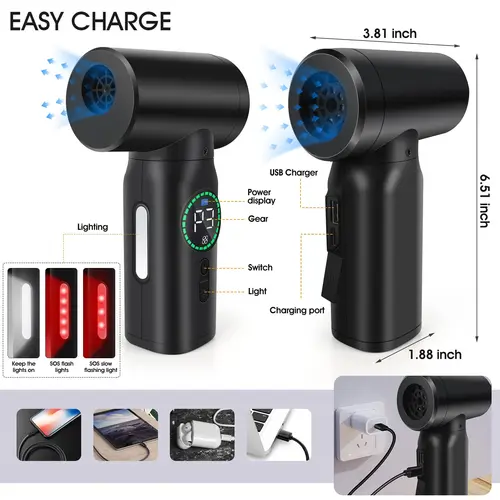 Imagen 2 del producto Plumero de aire comprimido portátil 2 en 1, soplador de aire y aspiradora, inalámbrico, 3 velocidades, para teclado, ordenador, limpieza de coche