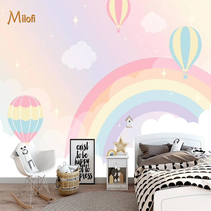 Milofi custom 3D wallpaper mural for children's room cartoon rainbow unicorn living room TV background wall decoration wallpaper