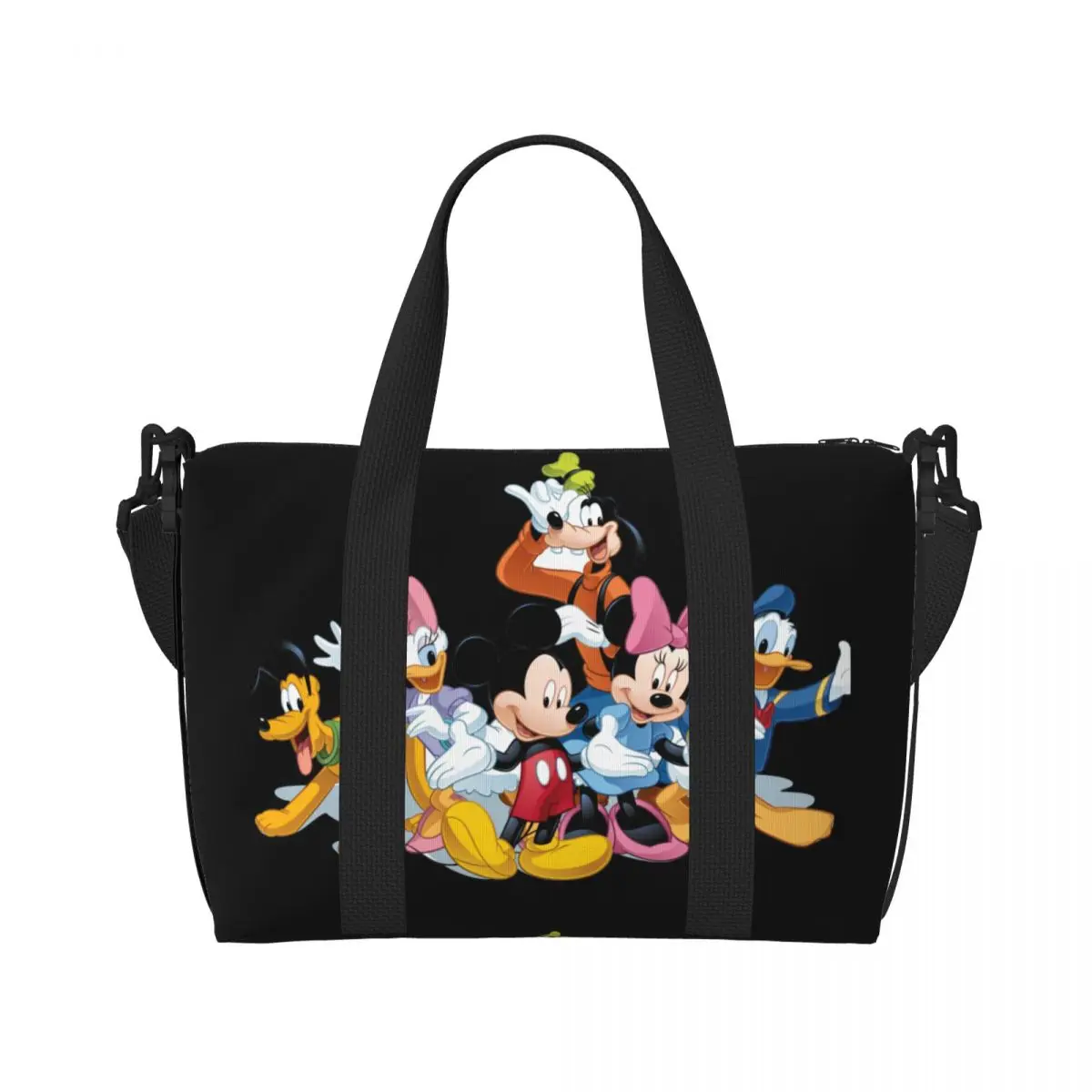 Custom Mickey Mouse Minnie Collage Beach Tote Bag for Women Extra Large Gym Carry On Travel Shopping Bags