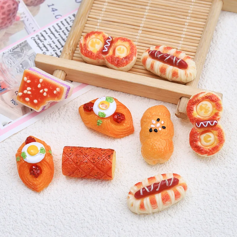 

100pcs Resin Kawaii Cream Bread Charms Flatback Simulation Food Art Supply Cabochon DIY Craft Decoration Accessories