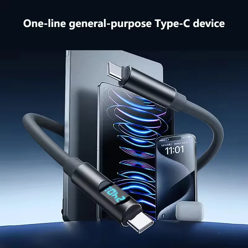 240W Type C to Type C Fast Super Charge Digital Display Cable USB C Data Cable For Iphone 15 16 17 Samsung Huawei Xiaomi