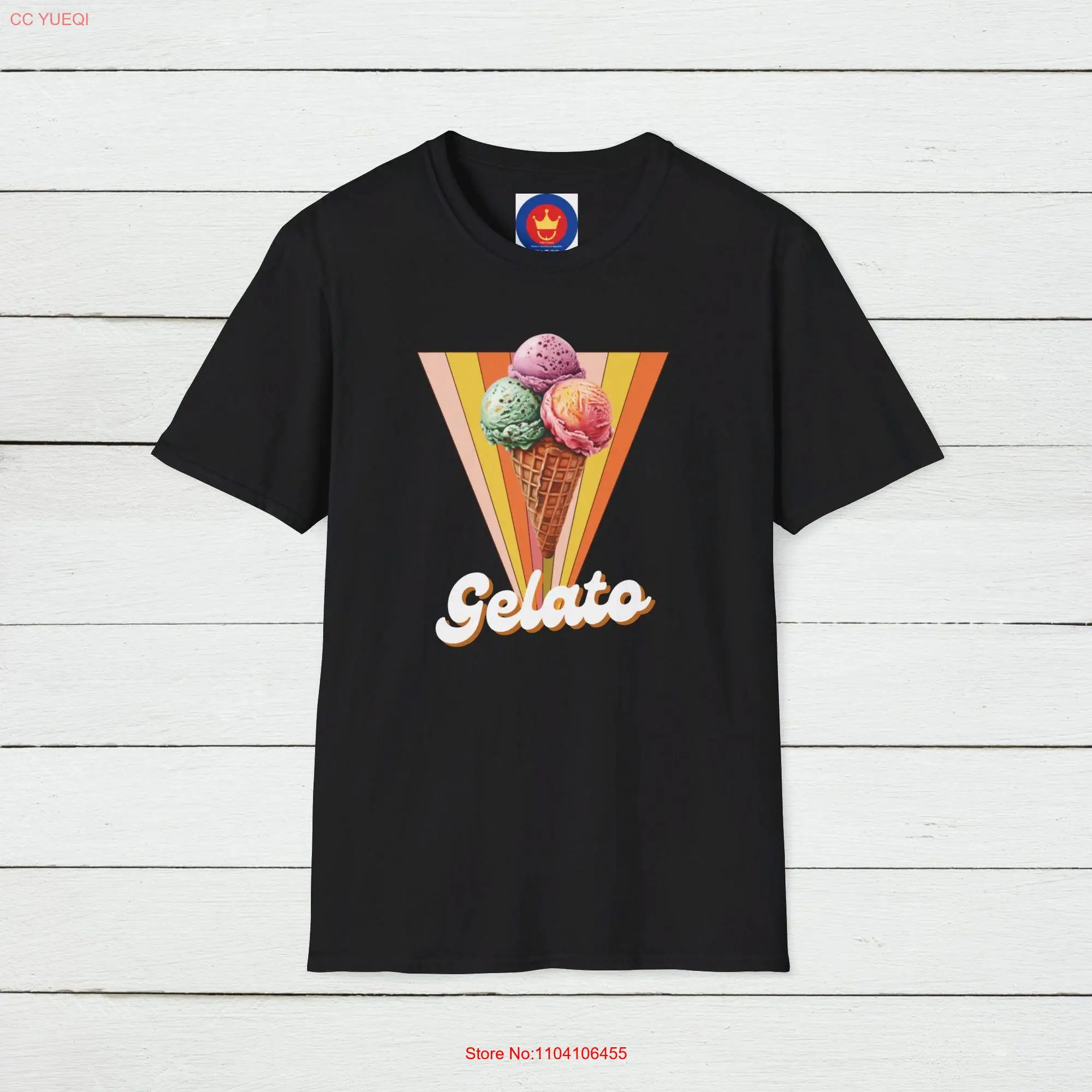 Retro Gelato T Shirt Ice Cream Vintage Style Nostalgic Design Cool Summer Apparel for Foodies long or short sleeves