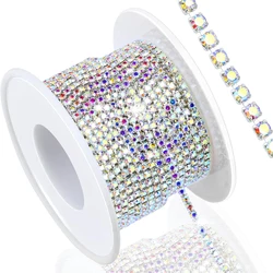 10 Yards 1.6MM Crystal Rhinestone Close Chain Trim ,SS4.5 Claw Rhinestone Chain for Craft Jewelry Wedding Bouquet DIY Decoration