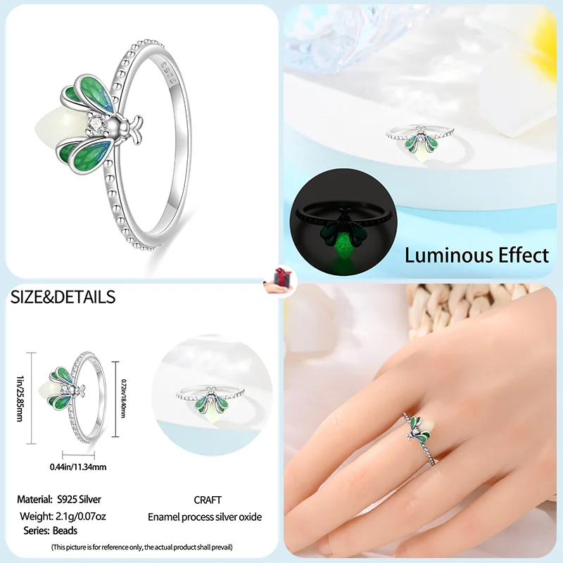 Anello luminoso in argento sterling 925 con stella e luna di lucciola anello starburst per le donne regalo di gioielli di fidanzamento di nozze per feste squisite