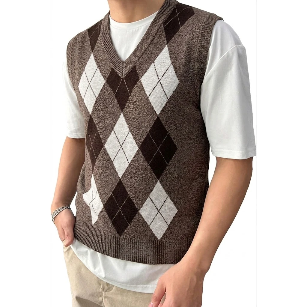 Mens Sleeveless Knitwear V Neck Sweater Vest Casual Slim Fit Pullover Knitted Sweater Classic Tank Tops for Men Streetwear view 5