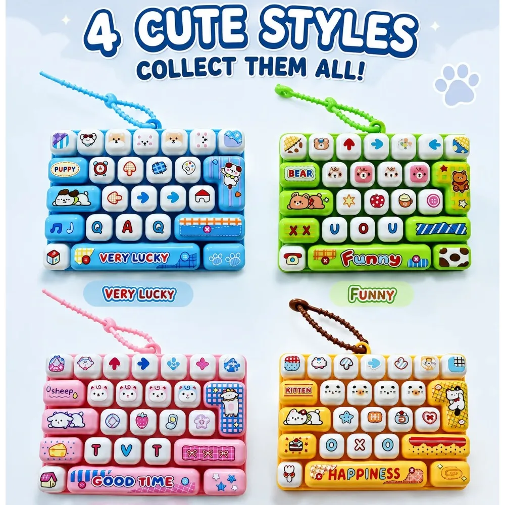 Mechanical Feel Fidget Keyboard Keychain, 26 Keys Clicker Anti‑Anxiety Sensory Toy, Portable Bag Pendant, Desktop Decor Present