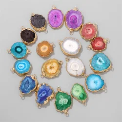 Fashion Irreguar Druzy Agat Pendant Natural Quartz Connector Charms For Jewelry Making  Necklace Bracelet Earrings DIY 2pcs/lot