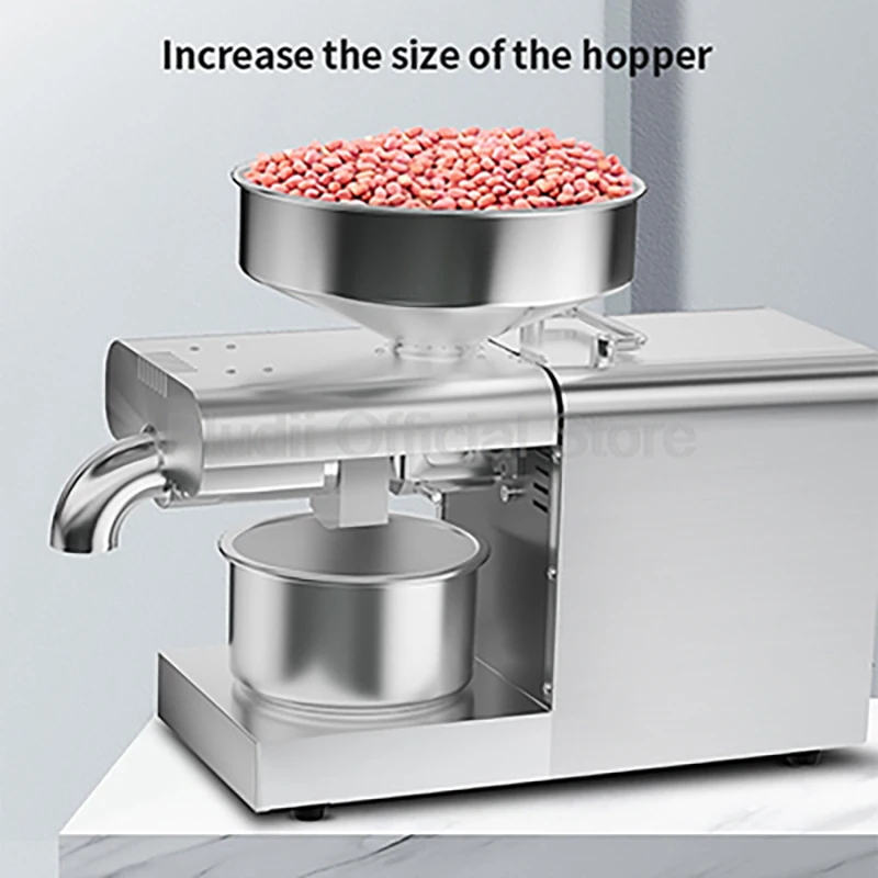 Multifunction Oil Press Machine 6L Large Hopper Stainless Steel Cold Hot Double Pressing High Oil Yield for Various Materials