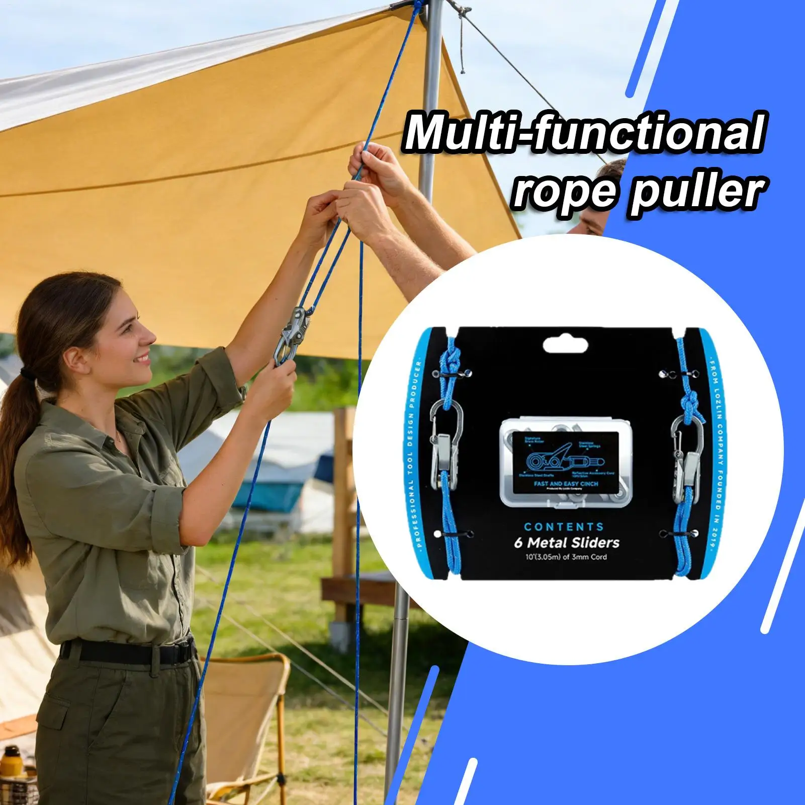 

Multifunctional Rope Tensioner Tool Heavy Duty Cord Tightener & Puller For Camping Climbing Kayak Outdoor Gym Hiking Travel Gear