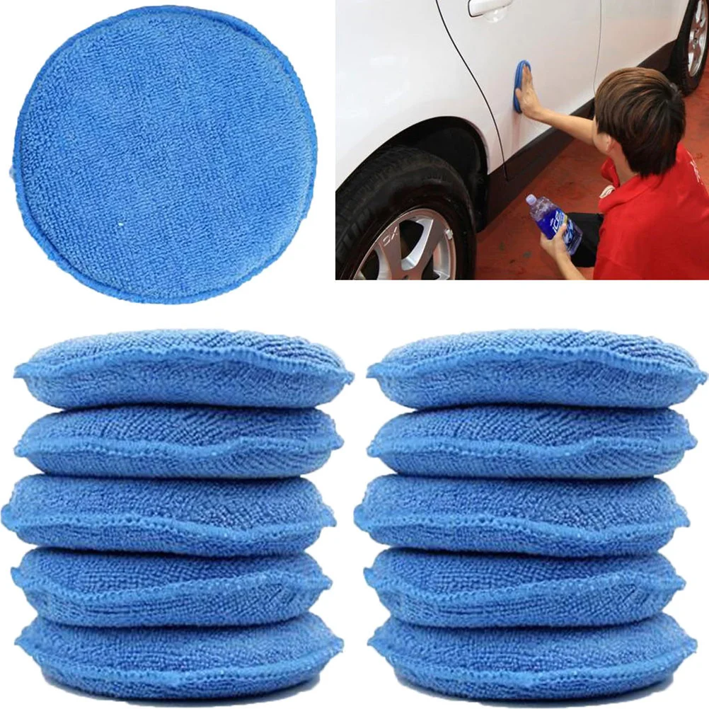 

6Pcs Polish Wax Sponge Blue 5 Inch for Car Cleaning Waxing Detailing Valeting Double Sided Tyre Trim Applicator