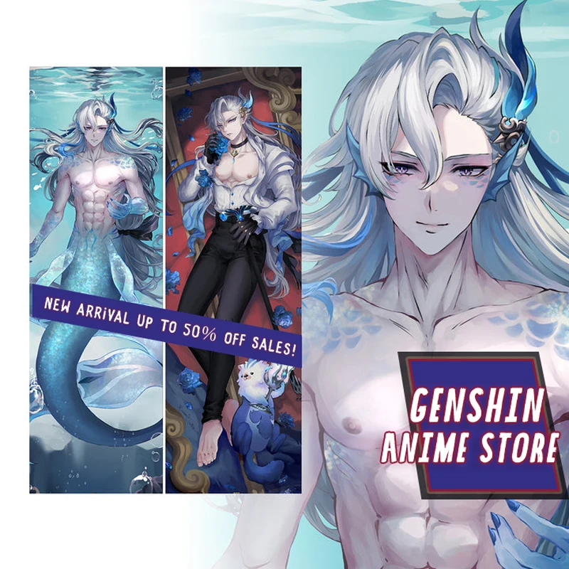 Genshin Impact Pillow Case Neuvillette dakimakura Cosplay Huggings Body Pillow Cover Otaku Pillowcase Home Bedding Decor Props