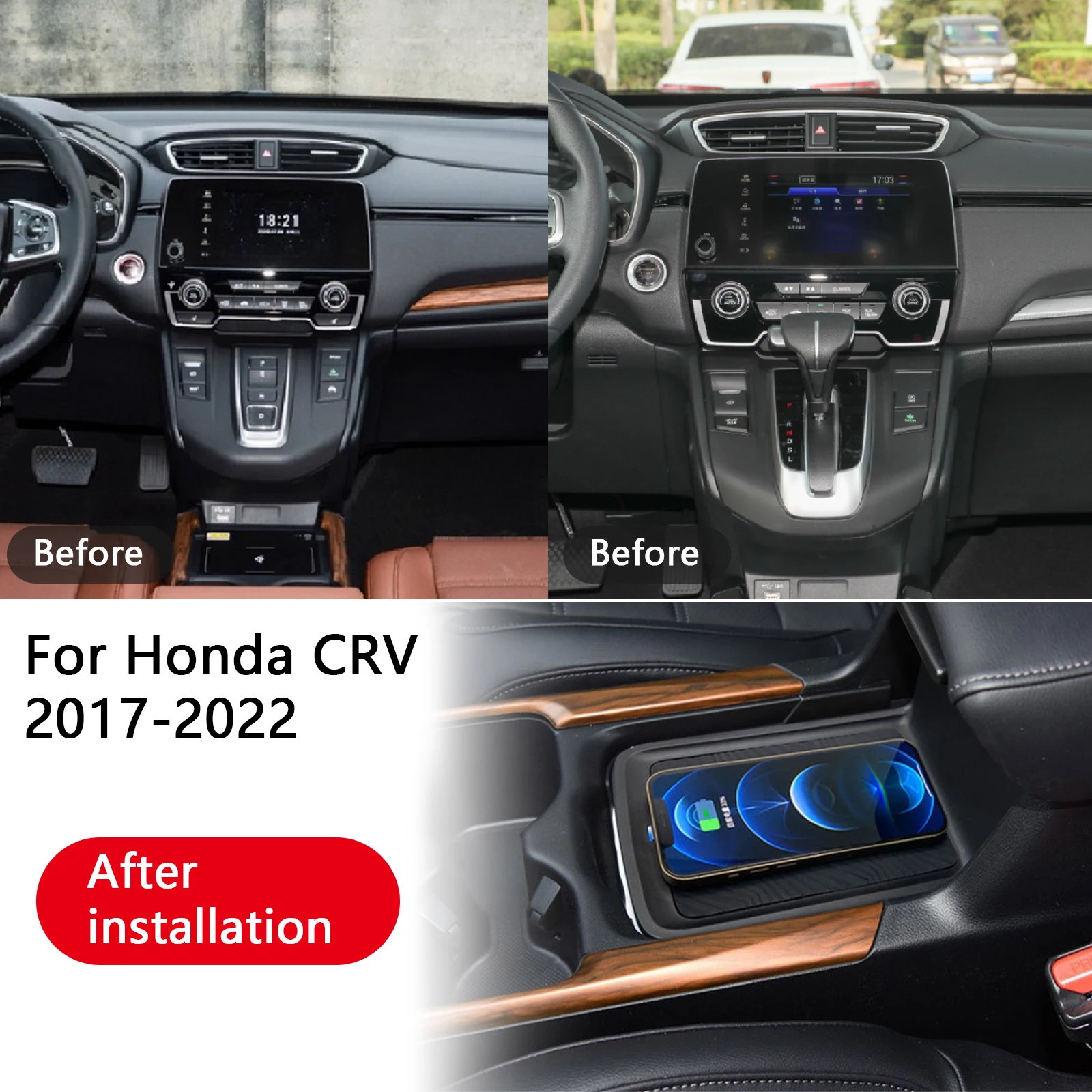 2 din para honda crv 2017-2022 the leaset carro console central carregador de telefone rápido carregador sem fio placa de carregamento suporte de carr