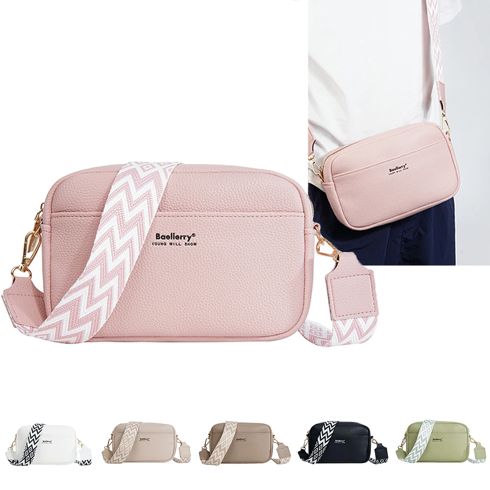 1Pc-Baellerry Women's Portable Crossbody Bag with Lychee Pattern, Solid Color Mini Shoulder Bag with Geometric Print and Adjustable Wide Shoulder Strap, Preferred Gift for Women and Girls