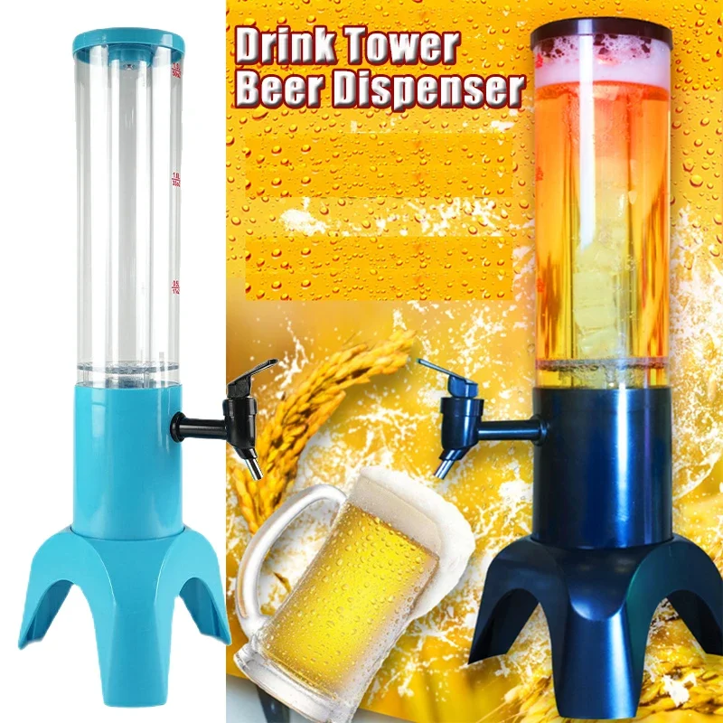 

1.5L Luminous Beer Tower Drink Dispenser Beer Barrel Mimosa Tower with Light Wine Cannon Set for Parties Bars Pubs Restaurants