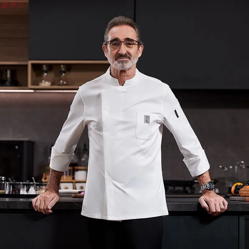 Uniforme de Chef de Hotel, ropa de trabajo para Chef de restaurante, pastelería, panadero, restaurante occidental, camarero, ropa de cocina de otoño