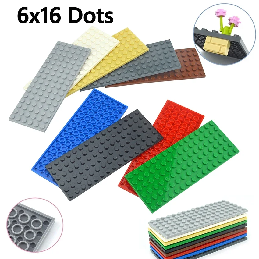 Assembles Particles 6pcs DIY Building Blocks Thin Figures Bricks 6x16 Dots Educational Creative Size Compatible With 3027 Toys