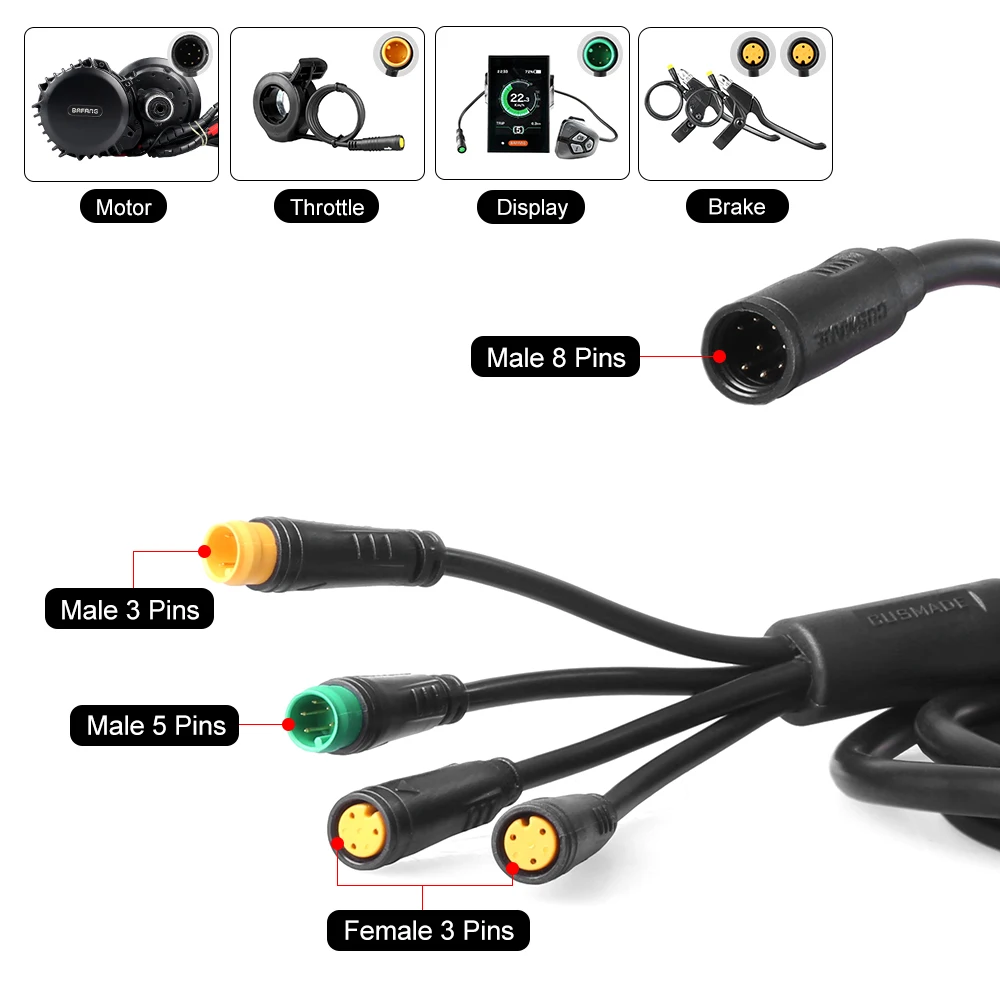 Cablaggio EB-Bus impermeabile 1T4 per Bafang BBS BBS01 BBS02 BBSHD Display motore centrale Leva freno Pollice Connettore acceleratore