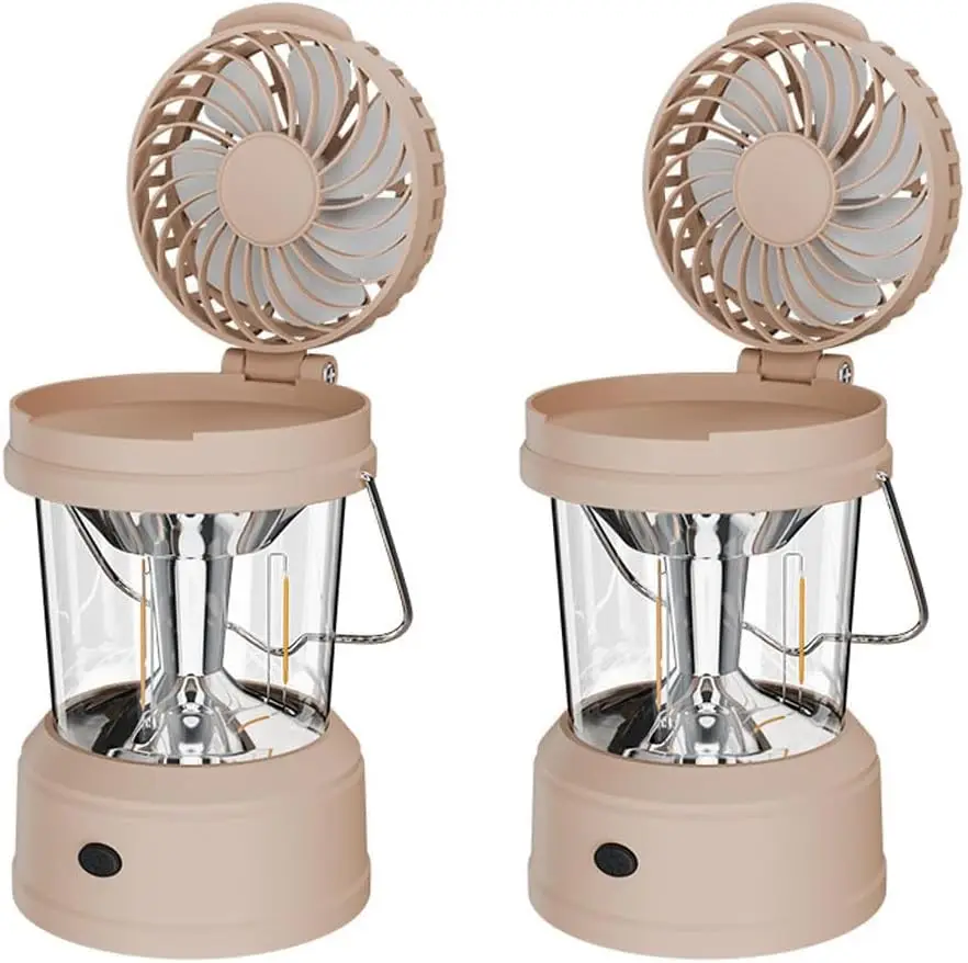 

3-in-1 Camping Fan with LED Light, Waterproof Rechargeable Tent Fan with Power Bank, Foldable Lantern for Hiking