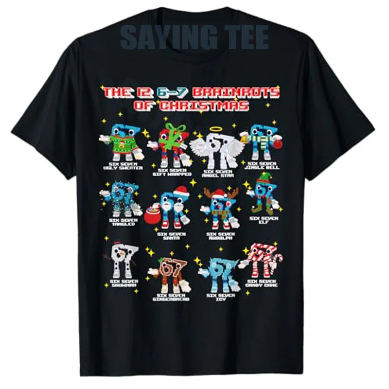 Die 12 67 Brainrots of Christmas Lustiges 6-7 Brainrot für Jungen T-Shirt Six Seven of Christmas Steal A Brainrot Spruch T-Shirt Y2k Neuheit